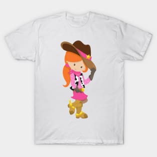 Cowgirl, Sheriff, Western, Country, Orange Hair T-Shirt